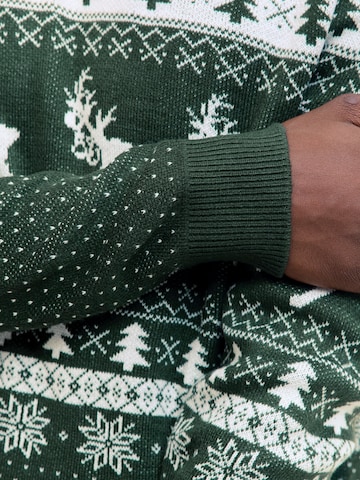 JACK & JONES Svetr 'JJXMAS FROSTY' – zelená