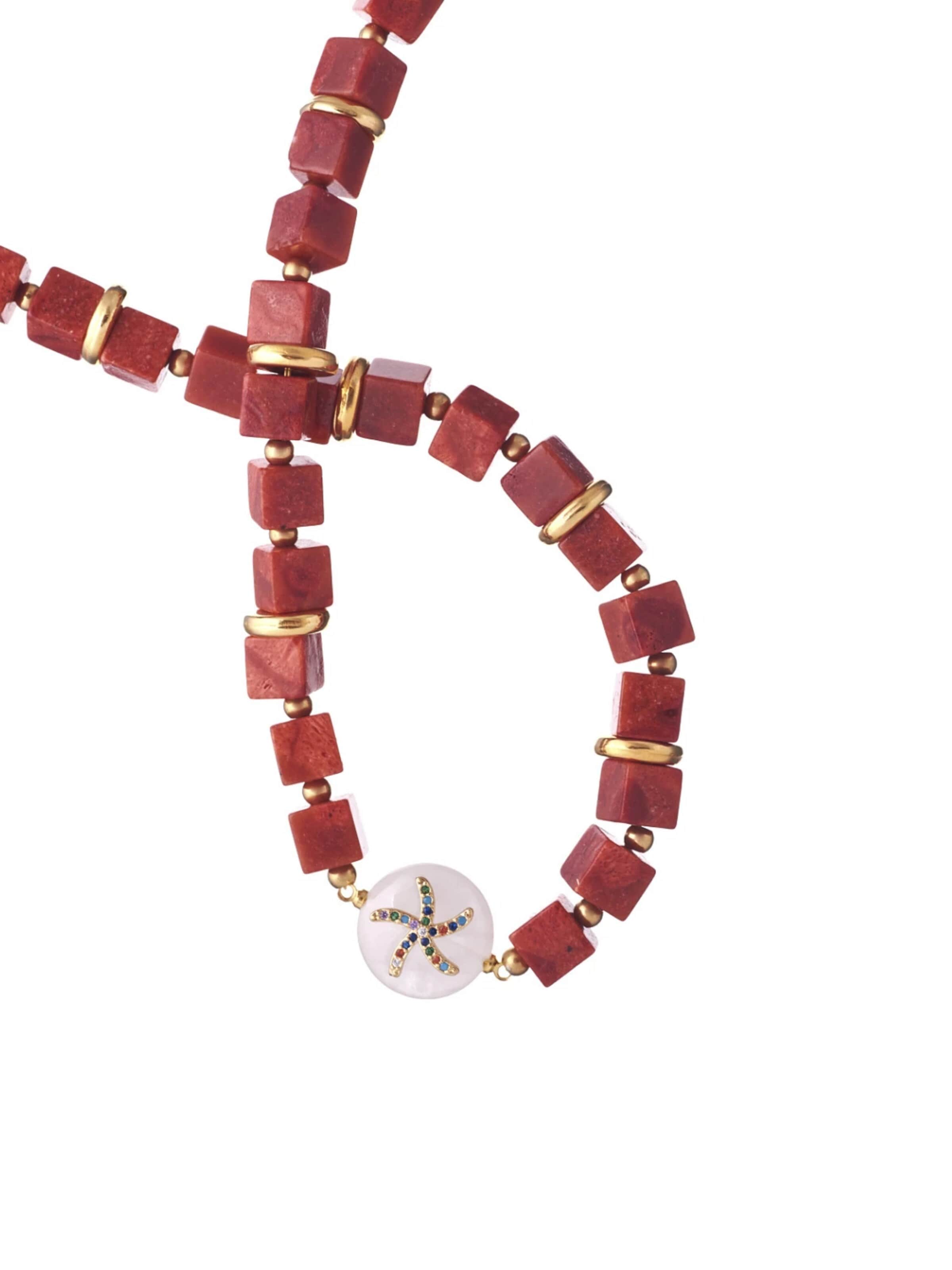 THE GEM STORIES JEWELRY Necklace 'Tile' in Orange