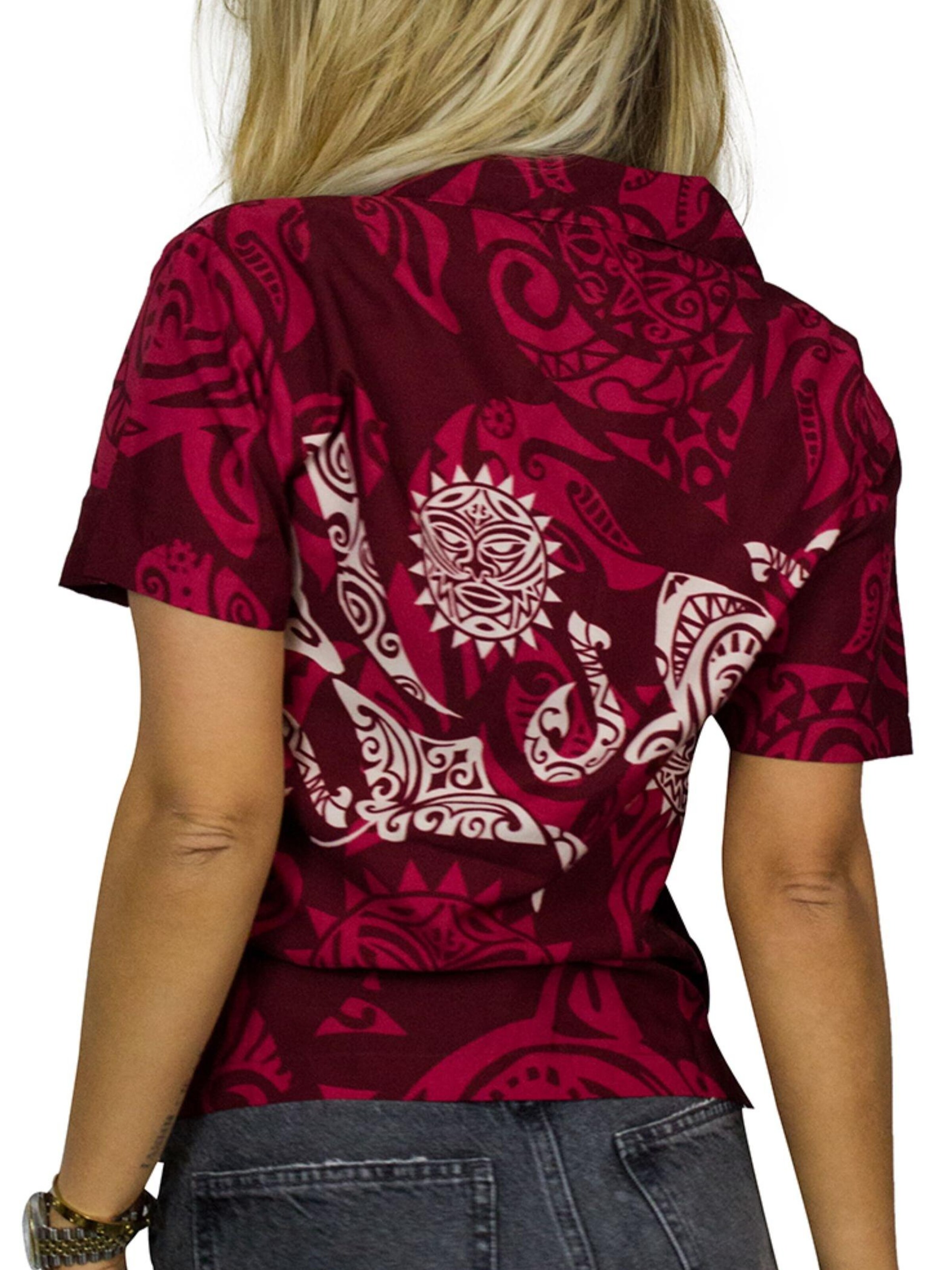 King Kameha Bluse 'Maori Chest'‌‌‌‌‌ in Rot