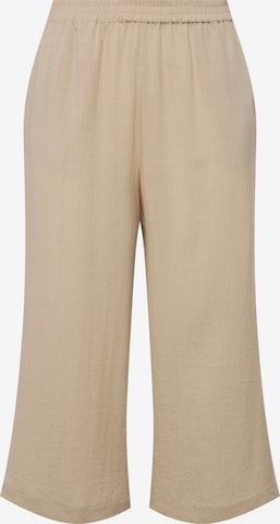 Ulla Popken Wide leg Broek in Beige: voorkant