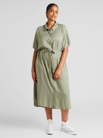 Vero Moda Curve Blousejurk 'BUMPY' in Groen: voorkant