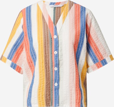 DEDICATED. Blouse 'Odense' in Sky blue / Light brown / yellow gold / Pink / White, Item view