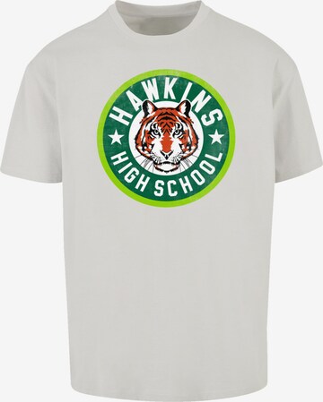 F4NT4STIC T-Shirt 'Stranger Things Hawkins Tiger Circle Netflix TV Series' in Grau: predná strana