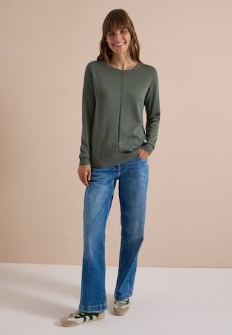 CECIL Basic Pullover mit Rundhals in Unifarbe in Grün