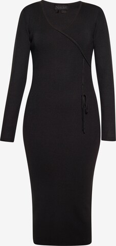 NAEMI Gebreide jurk in Zwart: voorkant
