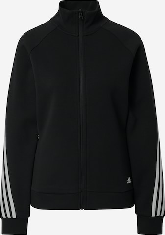 ADIDAS PERFORMANCE Athletic Zip-Up Hoodie in Black: front