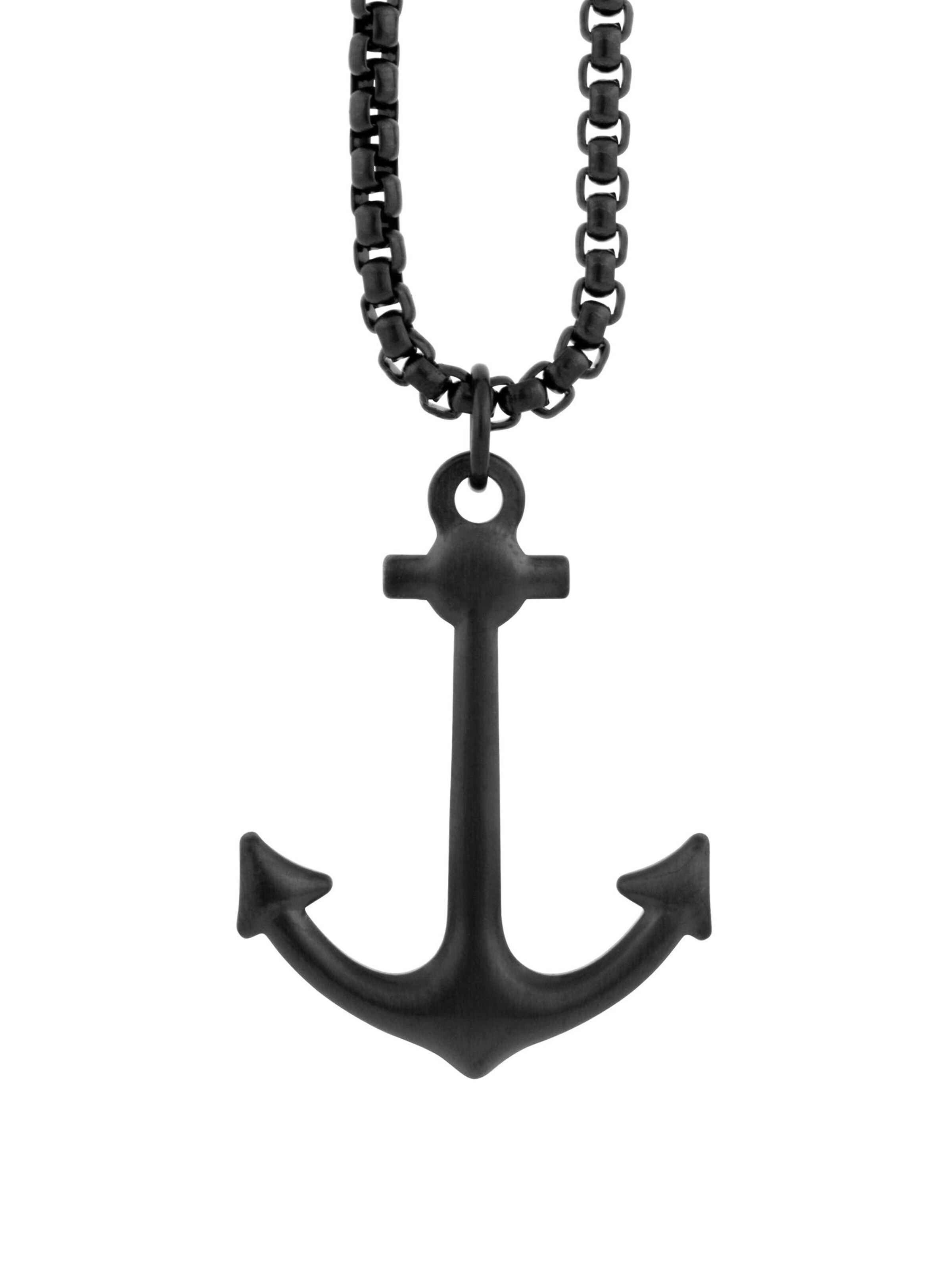Akitsune Necklace 'Portus Anchor Pendant / Necklace Matte Black 70 cm' in Black