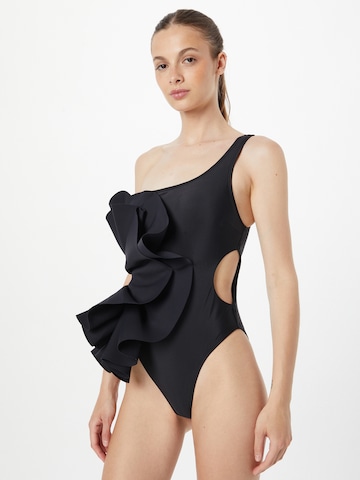 River Island Bralette Swimsuit in Black: front