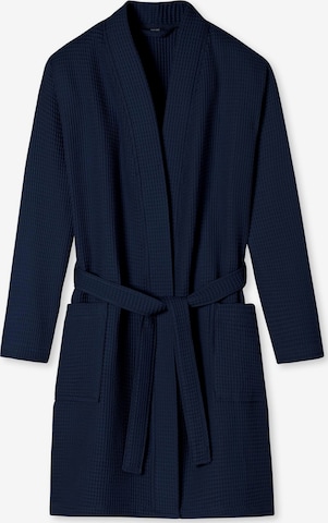SCHIESSER Long Bathrobe 'Waffel Piqué - Organic Cotton' in Blue: front