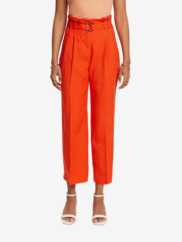 ESPRIT Regular Pleat-Front Pants in Orange: front