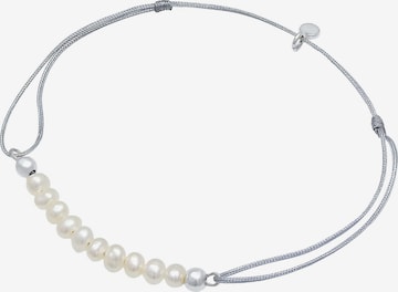 ELLI Armband Perle, Perlenarmband, Textil-Armband in Silber