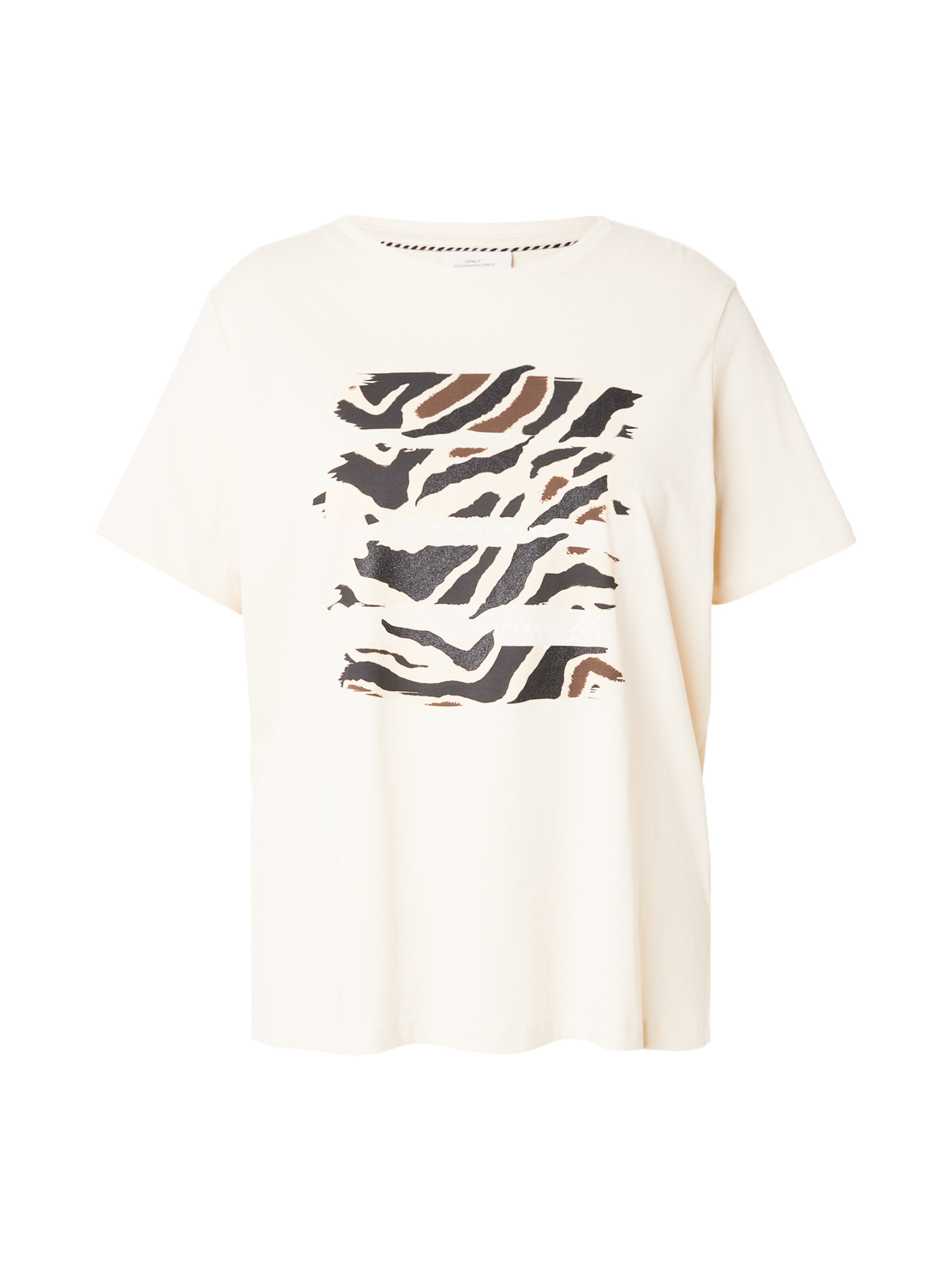 Tricou 'CARBOOSTERY' de la ONLY Carmakoma pe bej: față