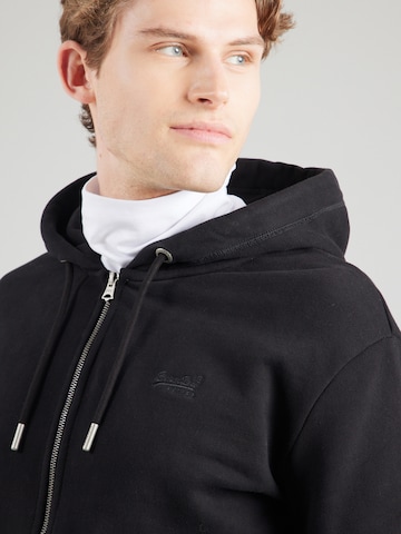 Superdry Zip-Up Hoodie 'ESSENTIAL' in Black