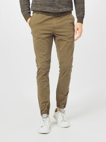 Effilé Pantalon 'Fields' INDICODE JEANS en vert : devant