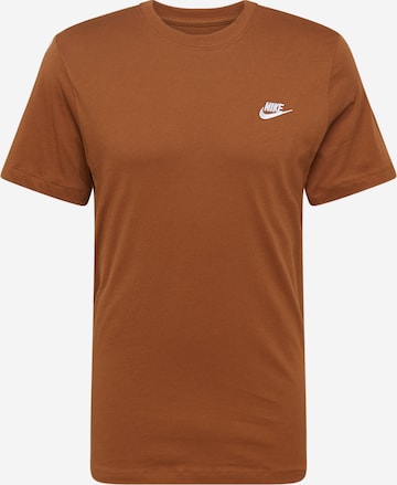 brūns Nike Sportswear Standarta piegriezums T-Krekls 'CLUB': no priekšpuses