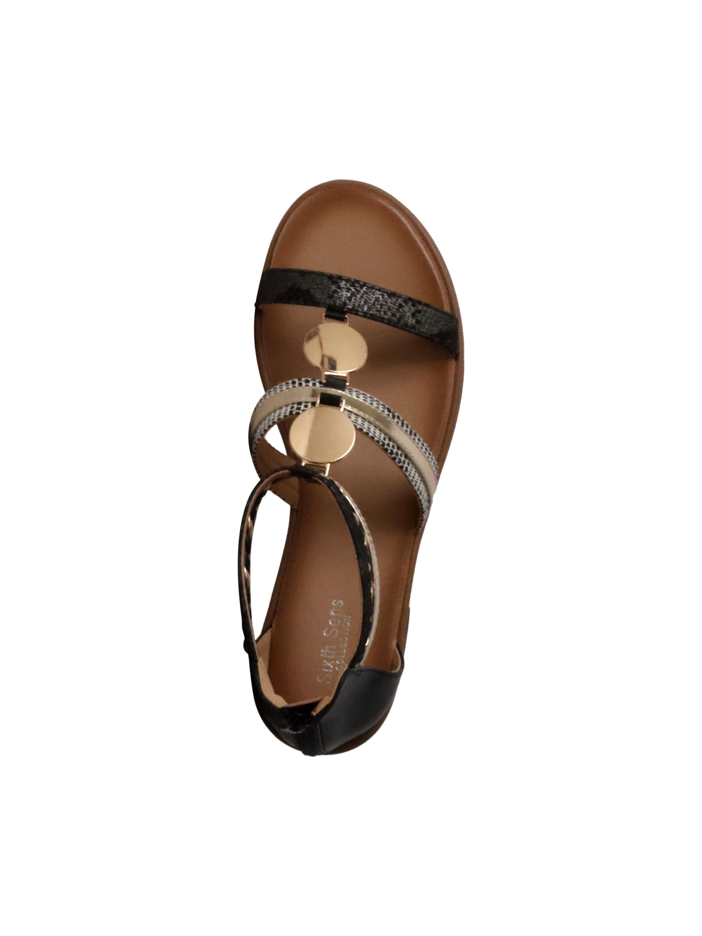 Sixth Sense - Sandalias 'Flache Sandalen mit Reißverschluss' en negro
