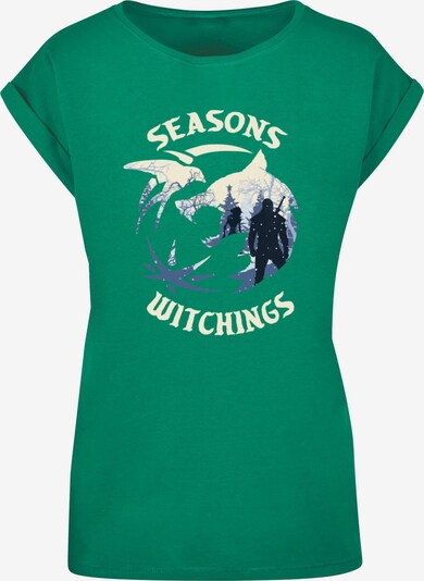 ABSOLUTE CULT T-shirt 'Witcher - Christmas Wolf ' en bleu nuit / roseau / bleu violet / blanc, Vue avec produit