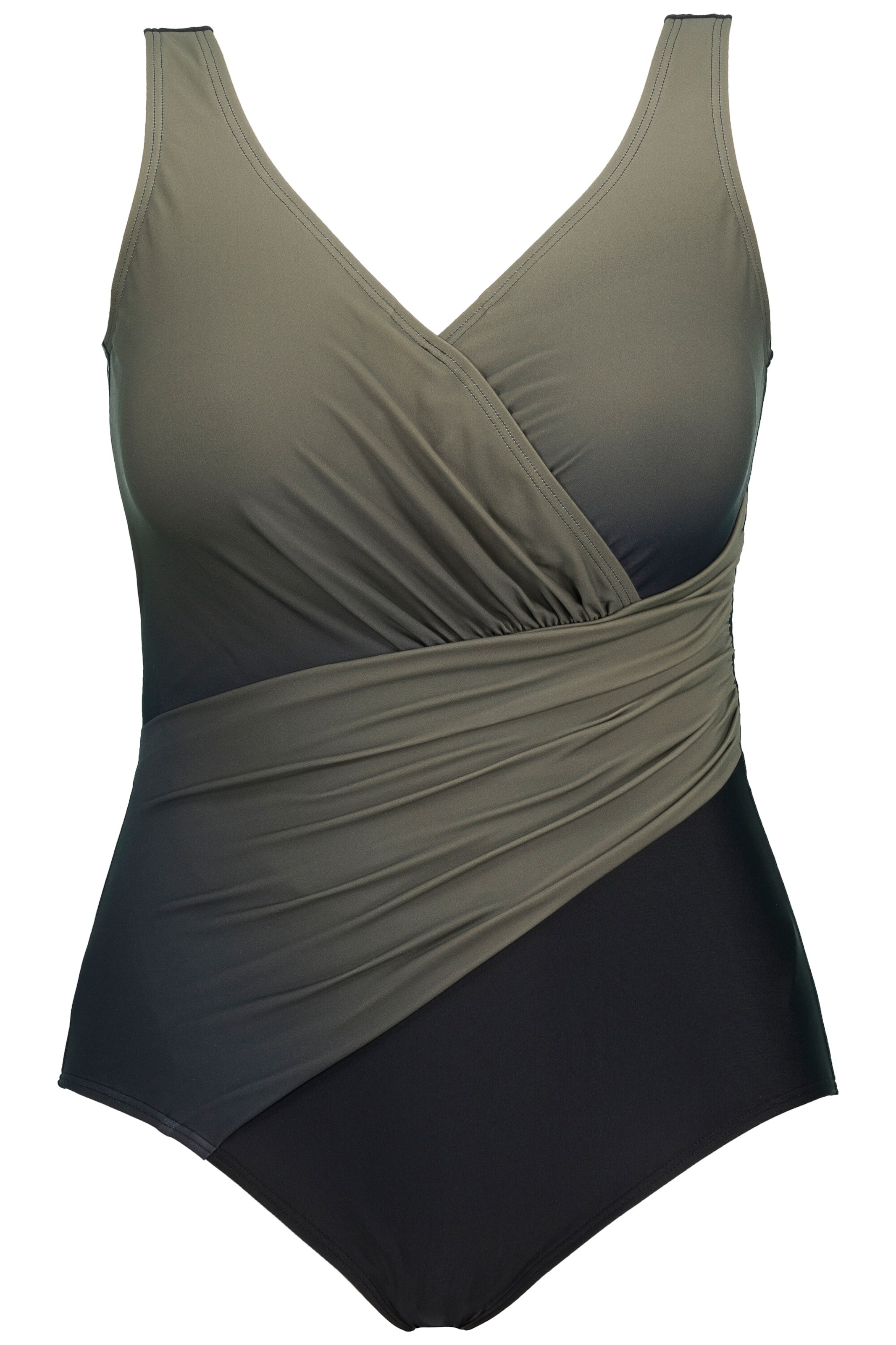 Ulla Popken T-shirt Badpak in Groen: voorkant