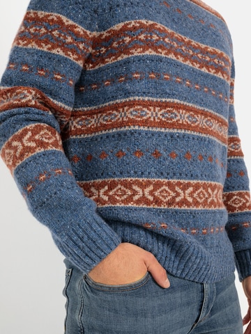 CAMEL ACTIVE Rundhals Pullover mit Kontraststreifen in Blau