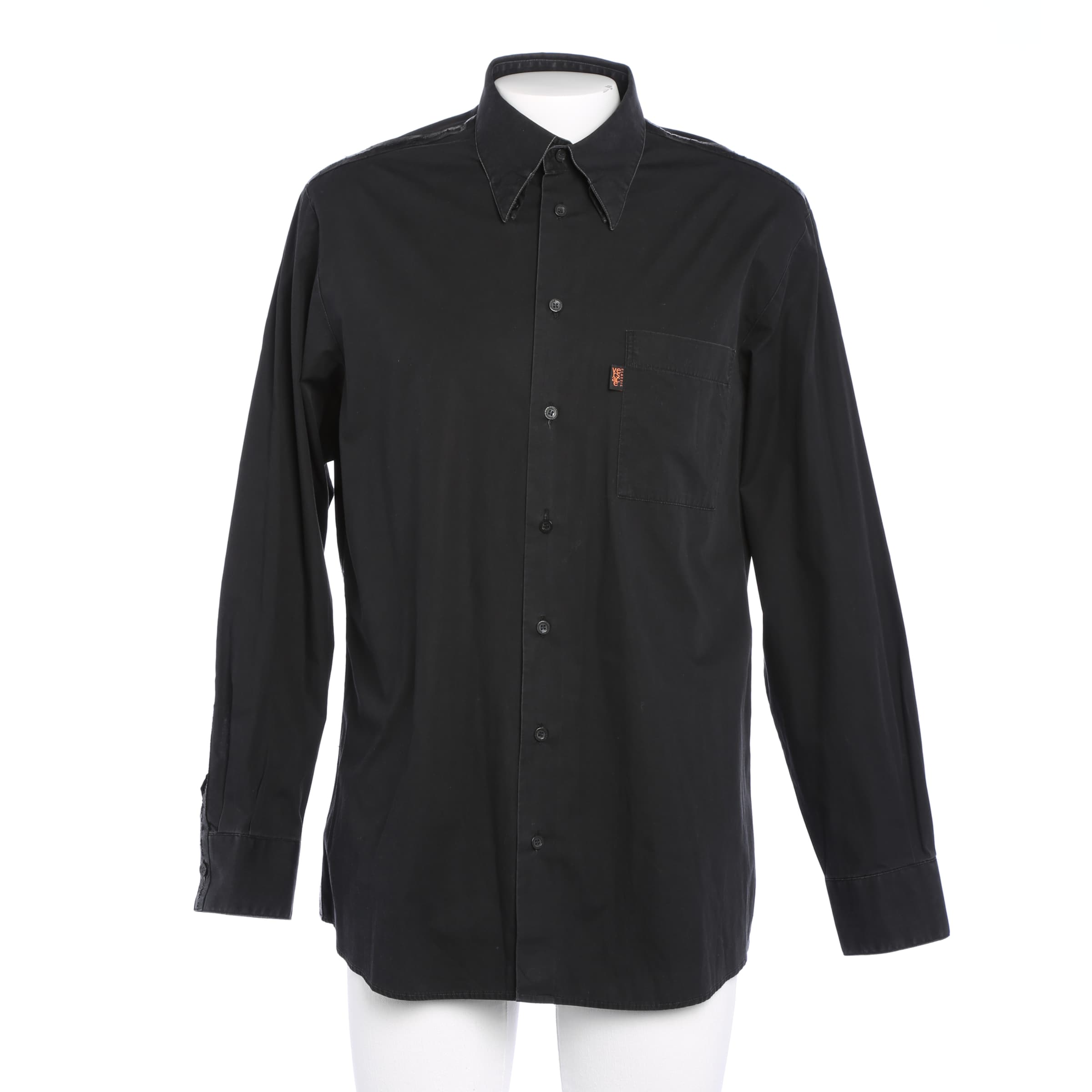 VERSACE Button Up Shirt in XL in Black: front