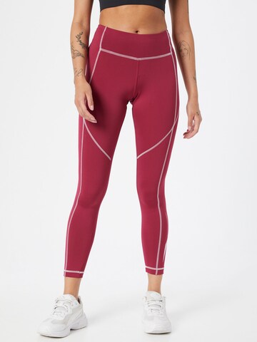 Reebok Skinny Workout Pants in Red: front