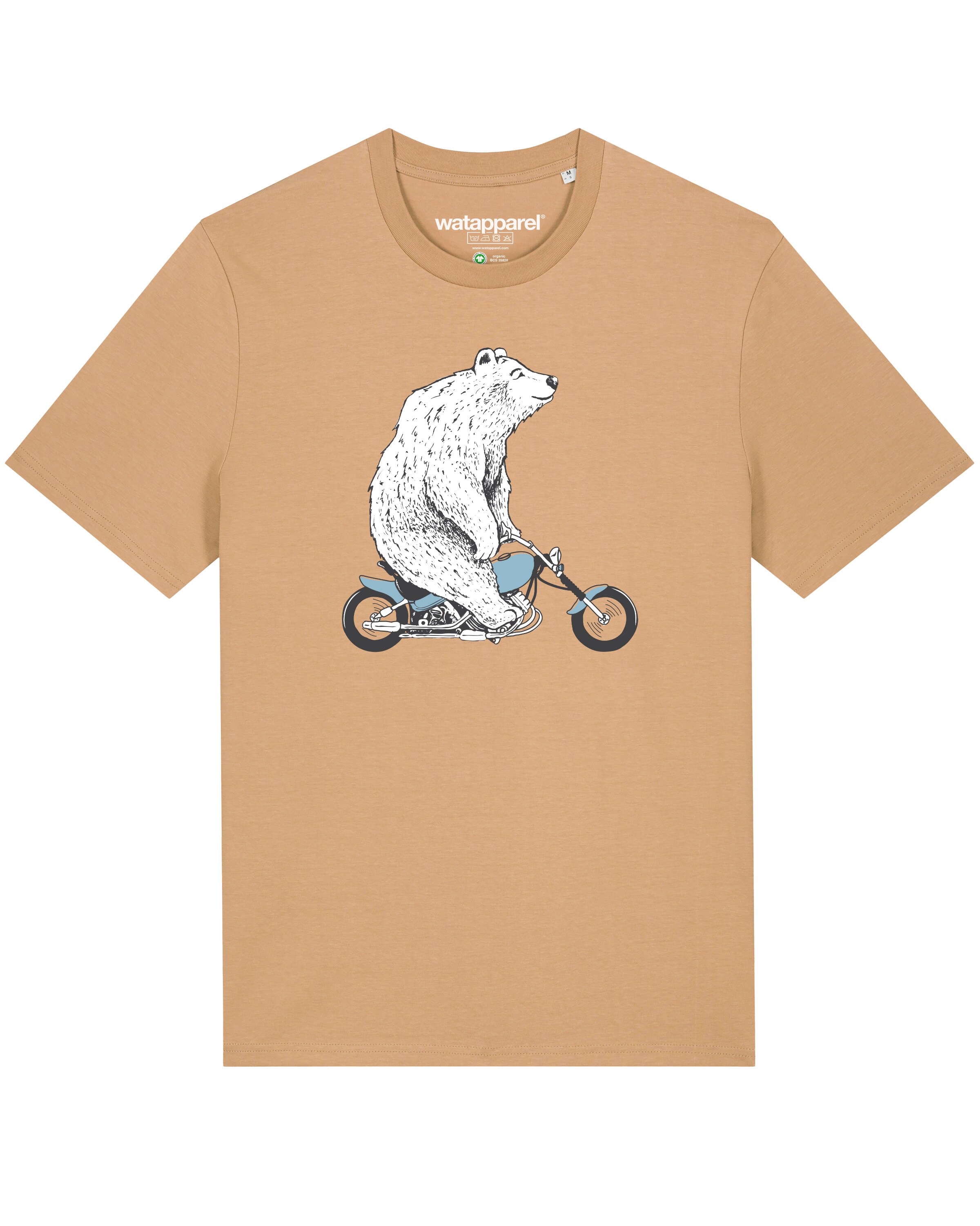 Maglietta ' Bär auf Bike ' di Watapparel in beige: frontale