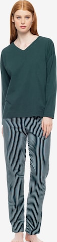 Pink LabelPidžama 'PYJAMA GREEN FOREST STRIPES' - zelena boja: prednji dio
