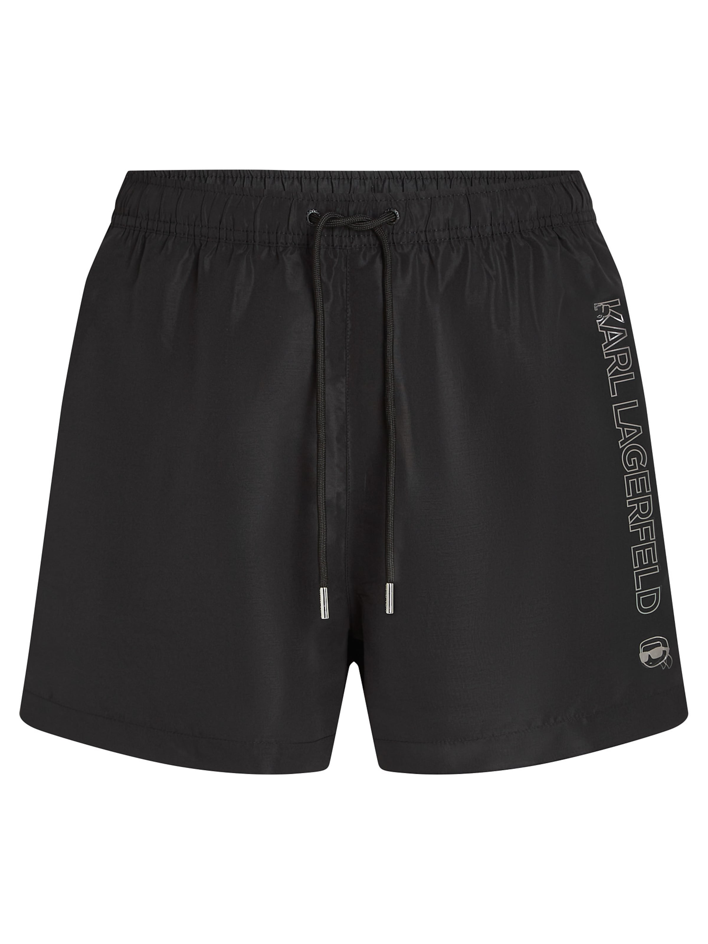 Karl Lagerfeld Шорти за плуване 'Ikon' в черно: отпред