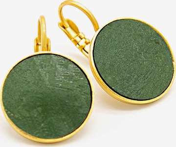 Sergio Engel Earrings 'Patina Ohrring 01 Vergoldete Edelstahlhänger mit farbig patiniertem Metalllättchen' in Green: front