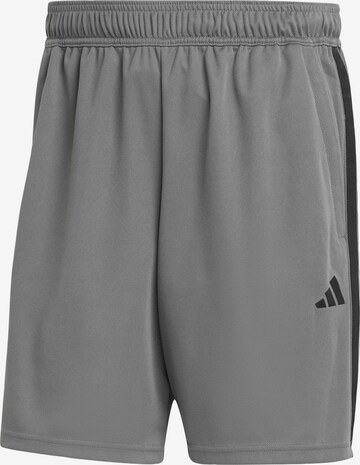 ADIDAS PERFORMANCE Workout Pants 'Train Essentials Piqué 3-Stripes' in Grey: front