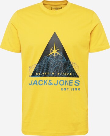 JACK & JONES قميص 'MAPPING' بـ أصفر: الأمام