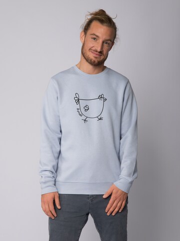 Sweat-shirt ' Le poulet - das Huhn ' Watapparel en bleu : devant