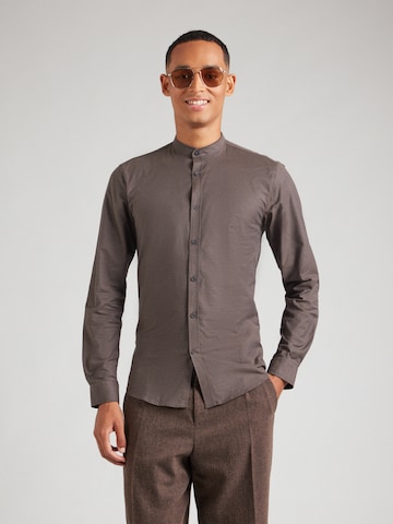 Lindbergh Slim Fit Риза в кафяво: отпред