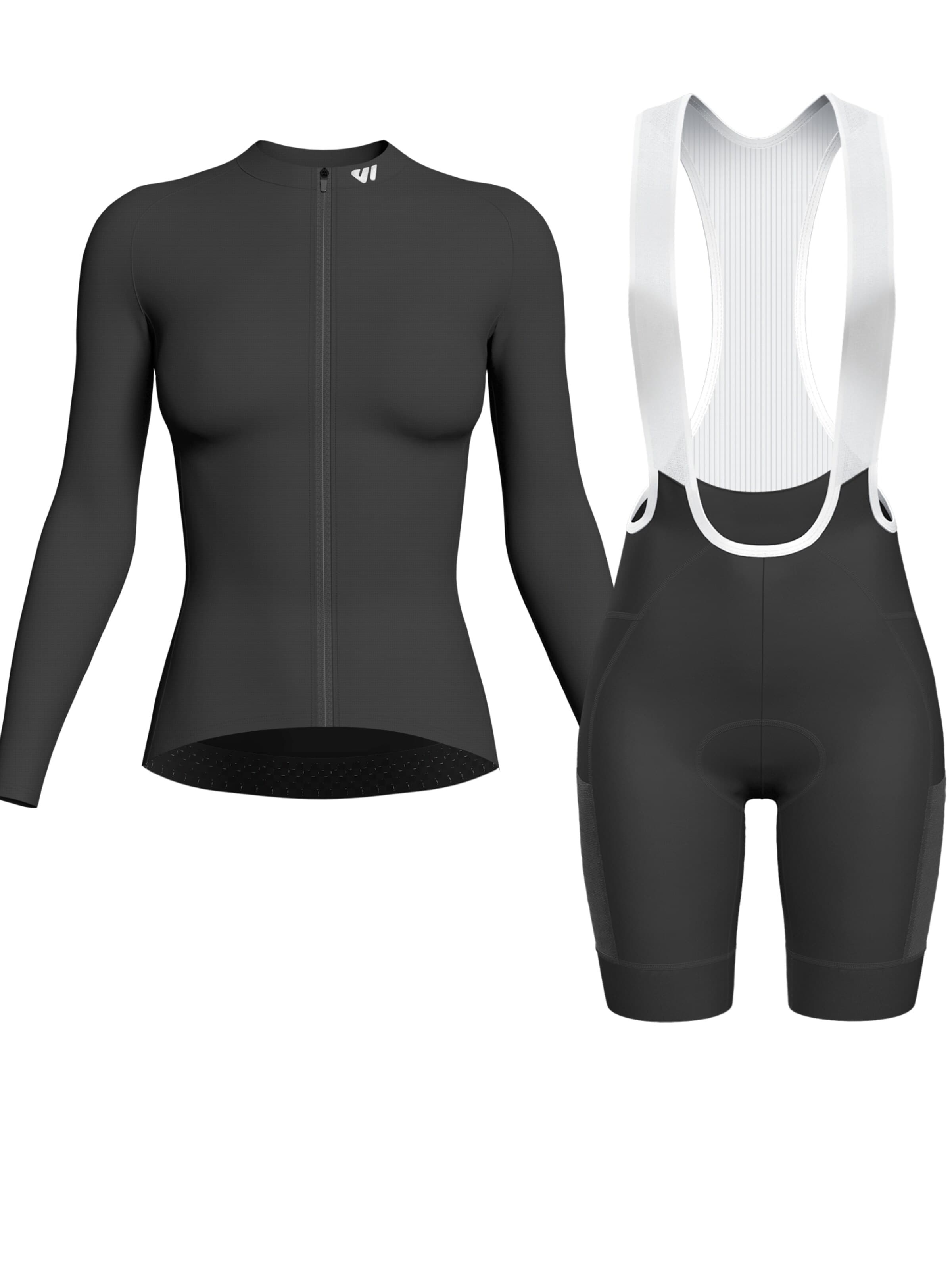 WULIBIKE Sweatsuit 'Wulibike Radsport-Set 'Pro Transition' in Schwarz' in Black: front