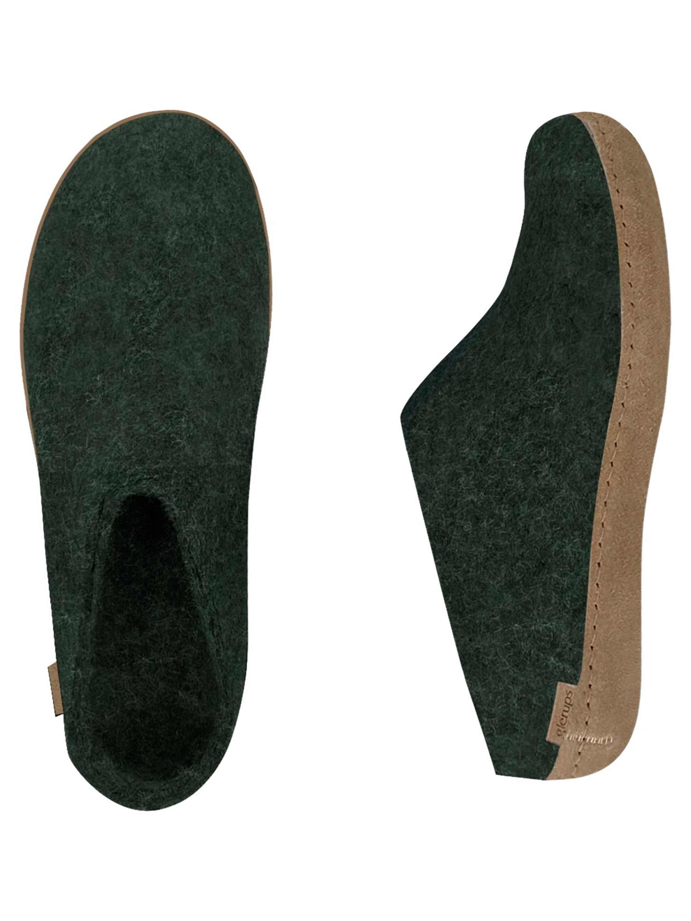 Glerups Slippers 'Ledersohle' in Green