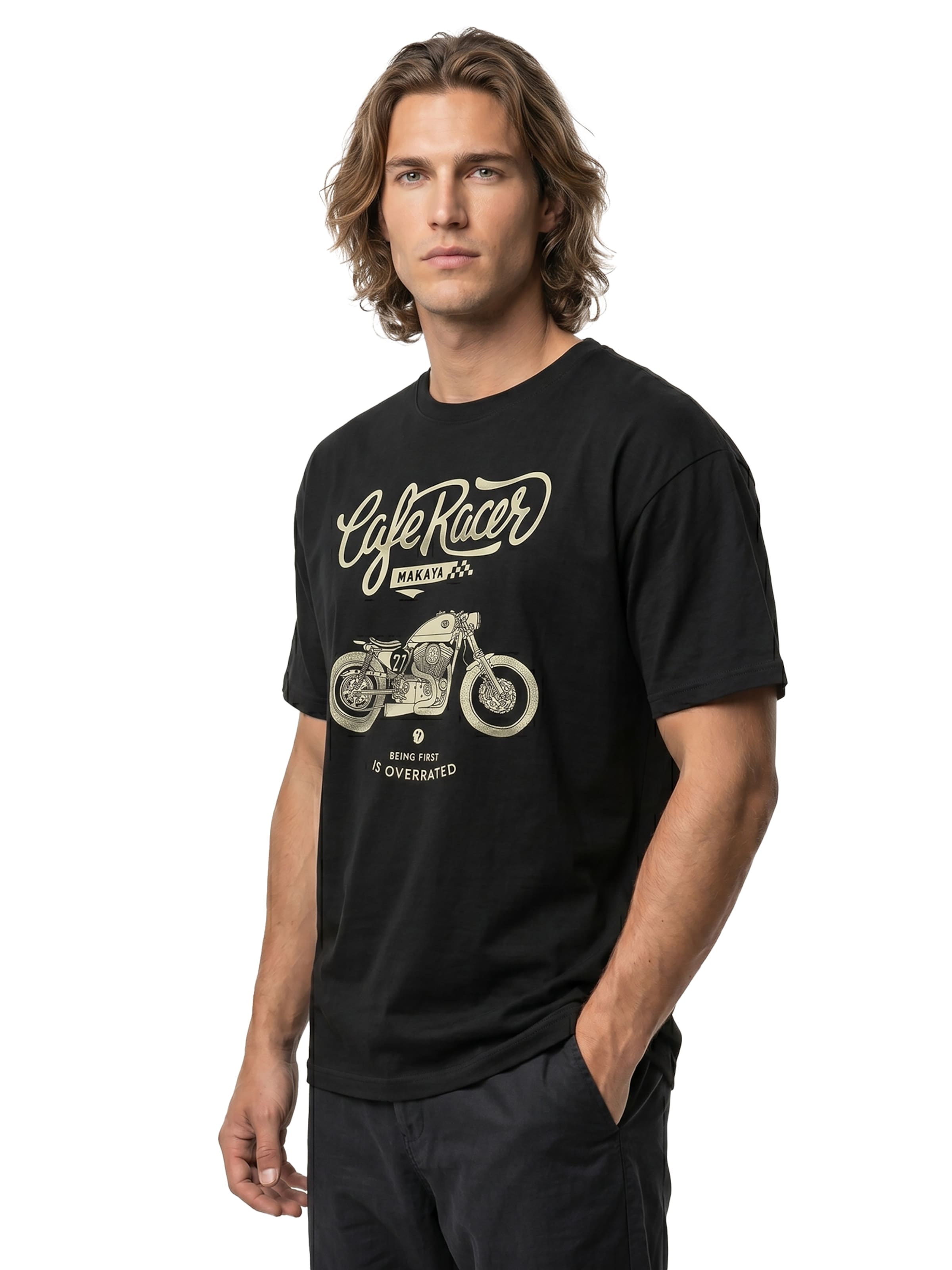 MAKAYA Shirt 'Being first' in Black