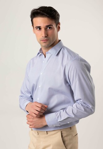 Black Label Shirt Regular fit Zakelijk overhemd 'KENTPRINT' in Blauw: voorkant