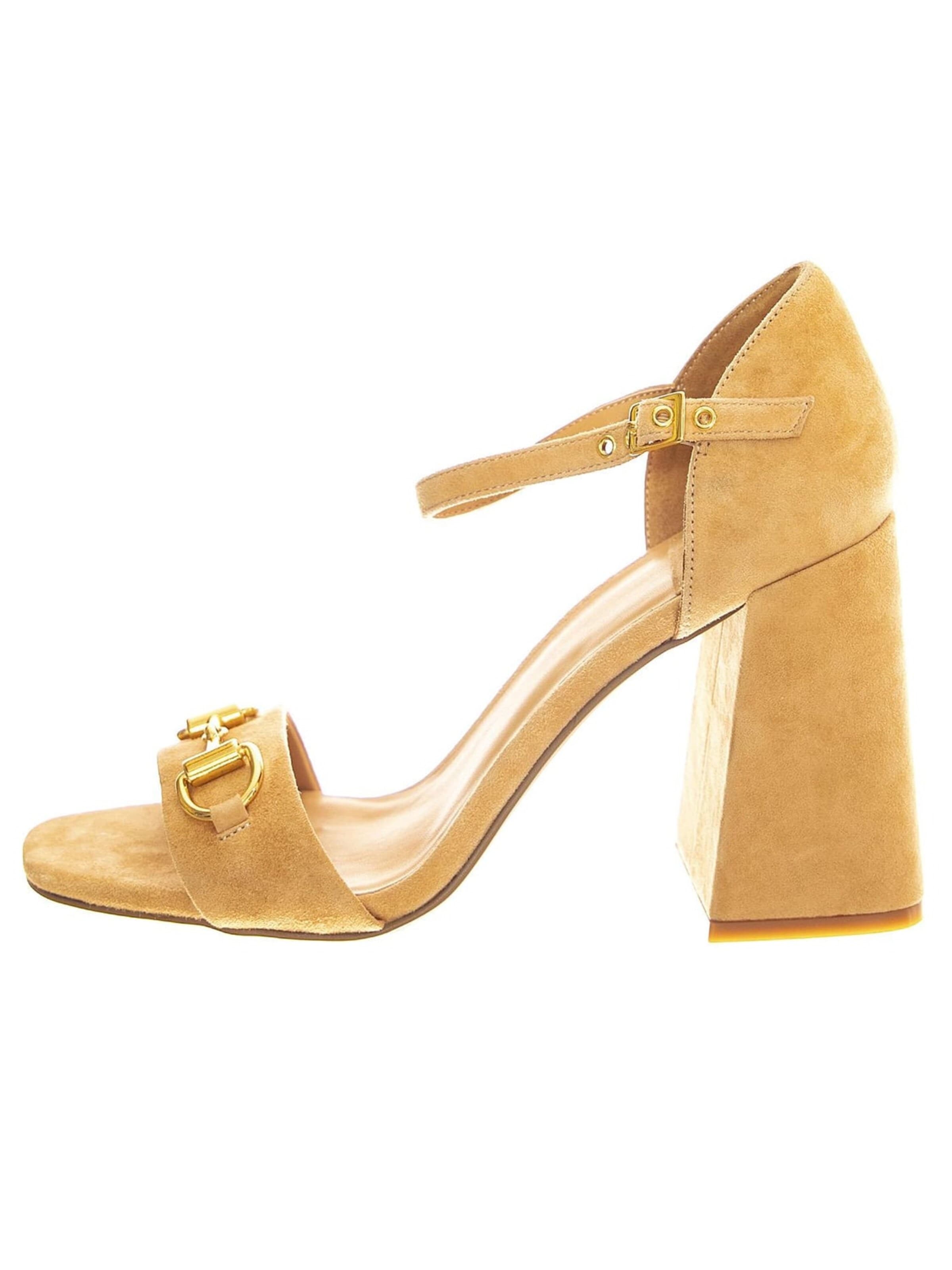 Jeffrey Campbell Sandały 'Pop-Star-B Natural Gold Suede' w kolorze beżowy