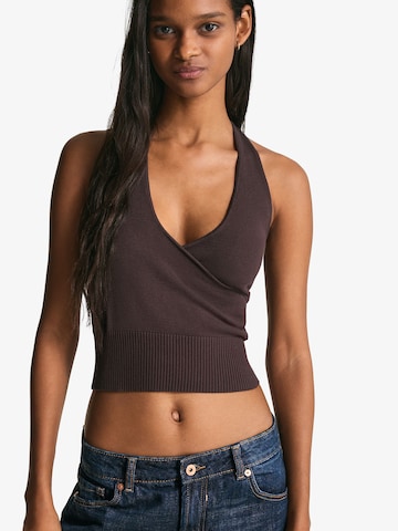 BershkaTop s naramenicama - smeđa boja: prednji dio