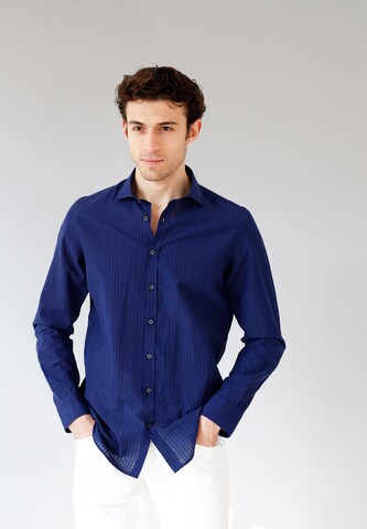 Black Label Shirt Regular fit Overhemd in Blauw: voorkant