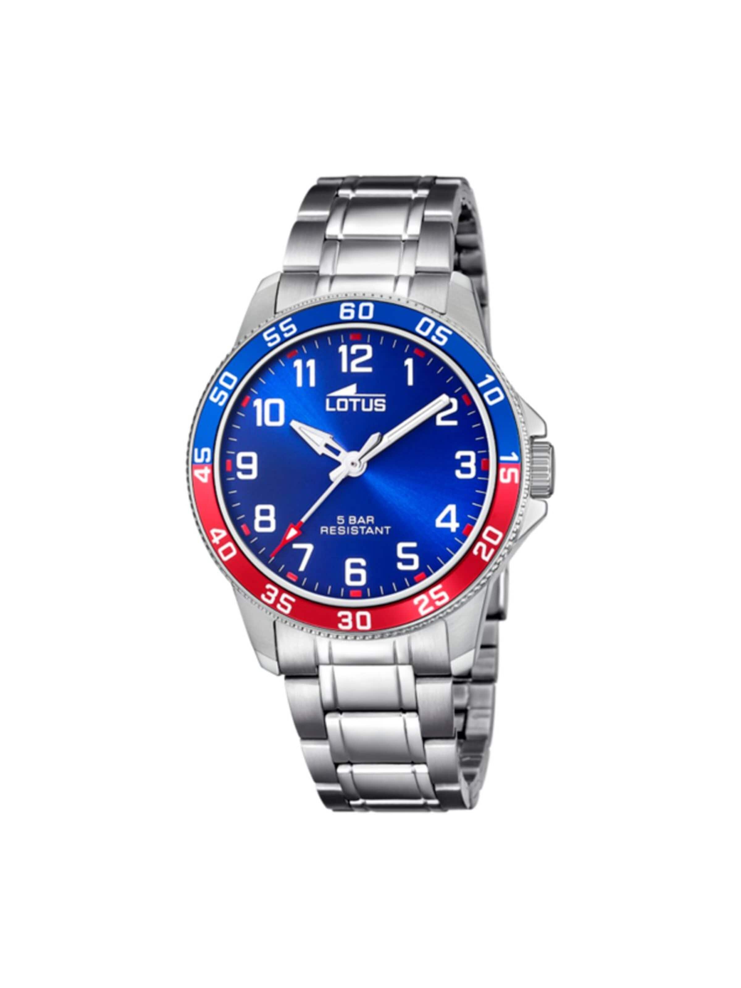 Lotus Analoog horloge in Blauw: voorkant