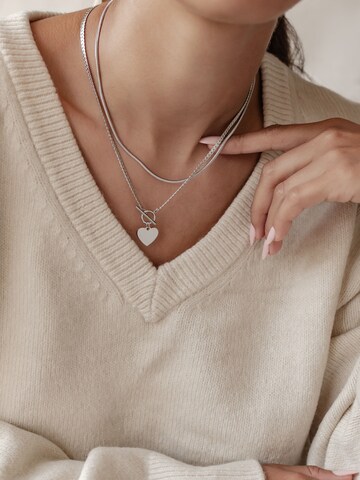 Hey Happiness Necklace 'Herz Duo' in Silver