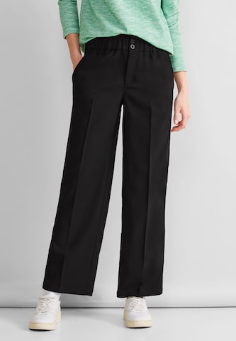 STREET ONE Wide leg Pleated Pants in Black: front