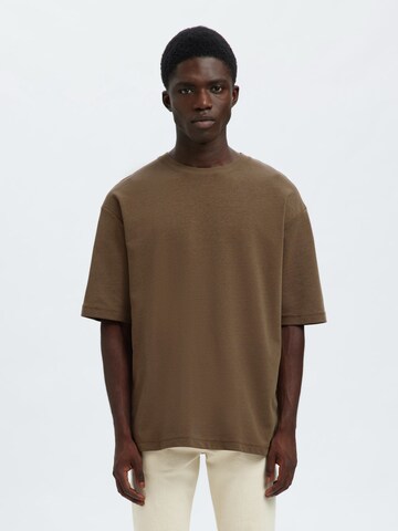 SELECTED Shirt 'SLHOSCAR' in Brown: front