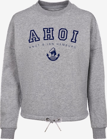 Sweat-shirt 'Ahoi Knut & Jan Hamburg' F4NT4STIC en gris : devant