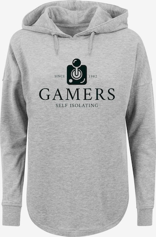 F4NT4STIC Sweatshirt 'Retro Gaming Gamers Self Isolating' in Grijs: voorkant