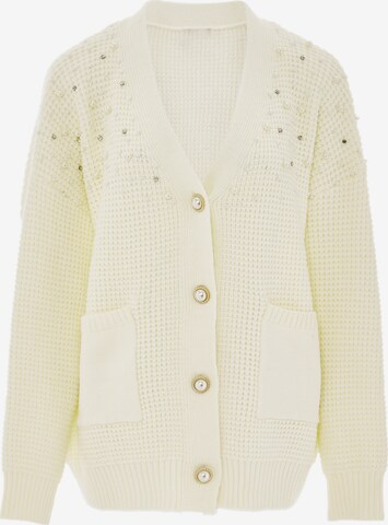 caissa Knit Cardigan in White: front
