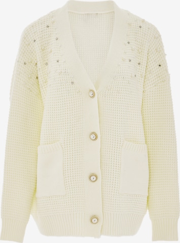 caissa Knit Cardigan in White: front