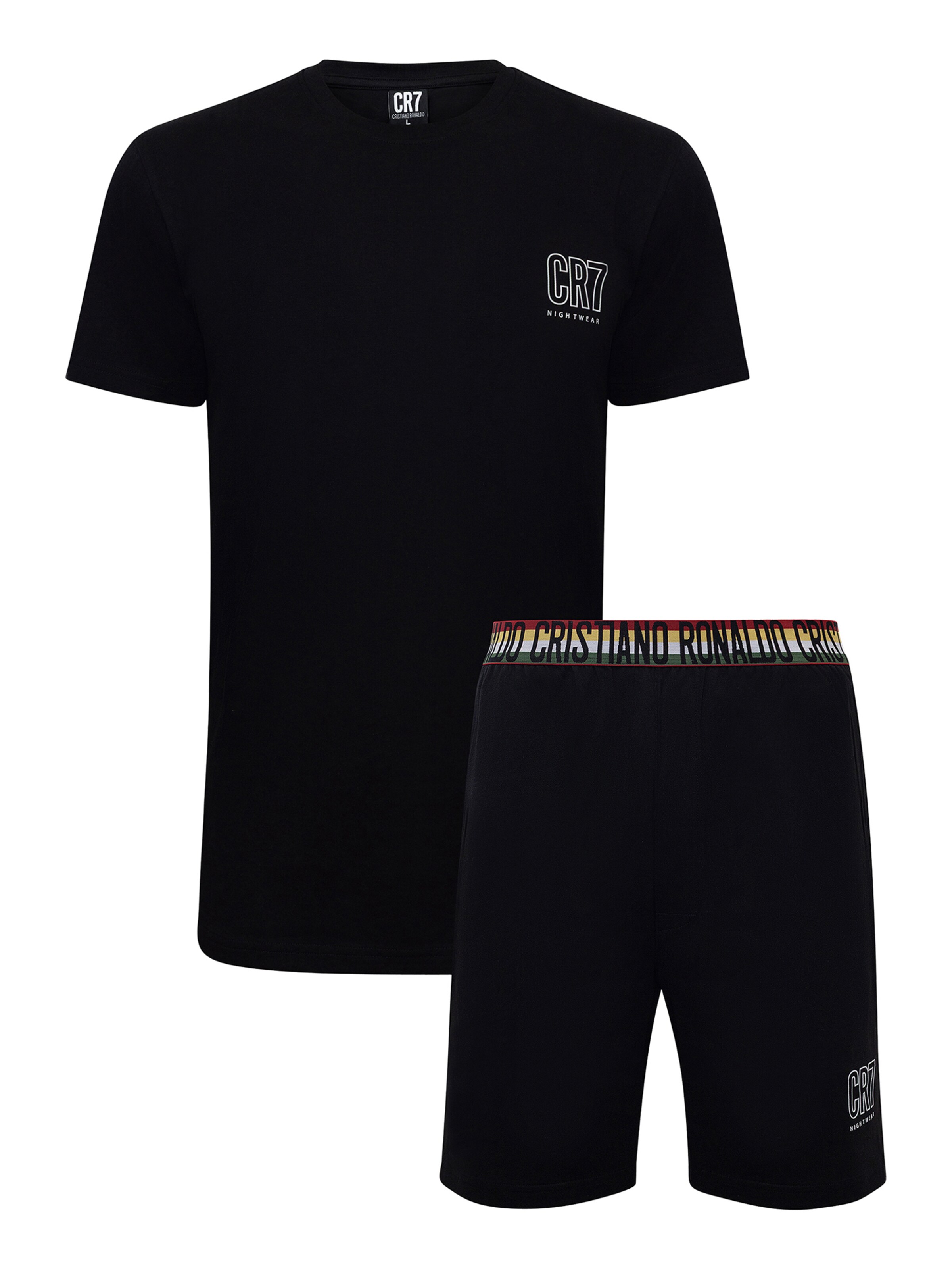 CR7 - Cristiano Ronaldo Short Pajamas 'World Cup Edition' in Black: front