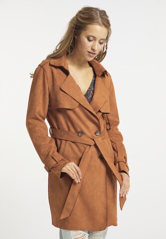 usha FESTIVAL Between-Seasons Coat in Brown: front